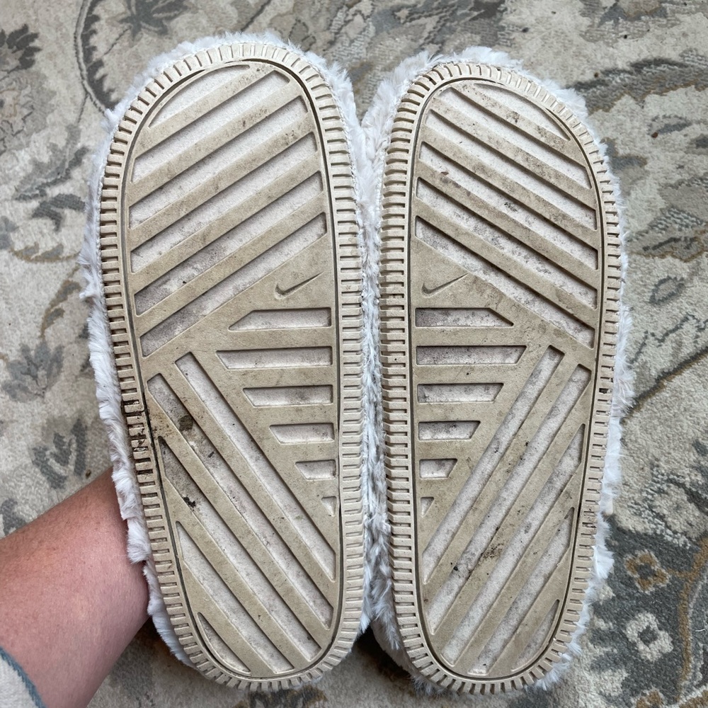 Nike Calm Mule Fuzzy Fur "Sanddrift" Women's Slide - Picture 7 of 10